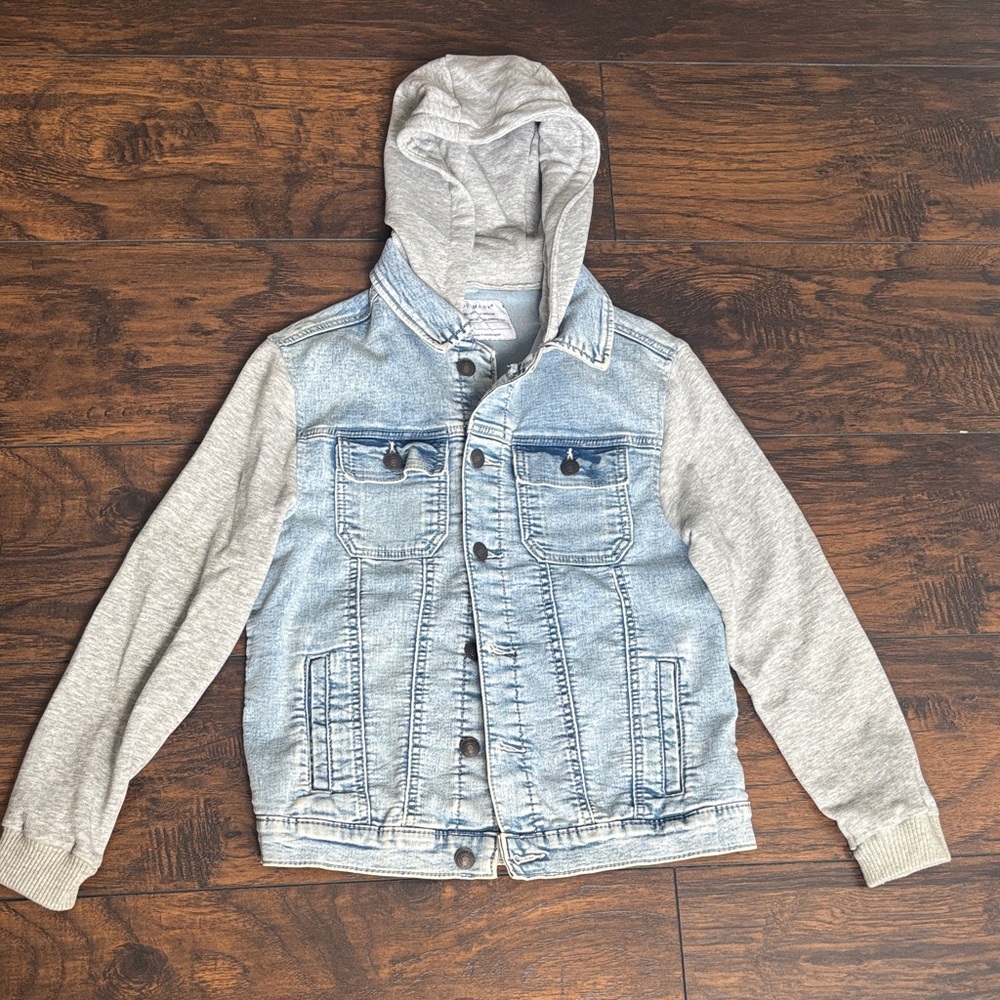 Primark Kids Denim and Gray Hooded Jacket